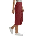 thumbnail image 5 of QATAINLAV Women's Hiking Cargo Pants Outdoor Knee Length Camping Capris Solid Casual Cropped Work Trousers with Pockets, Red, L, 5 of 9