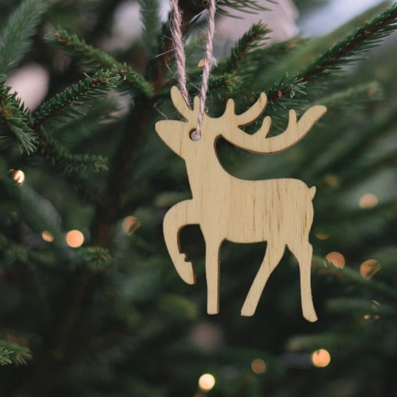 RENACLIPY Beige Wooden Christmas Ornaments for Holiday Decorations, Festive Seasonal Home Decor Pendant Accents