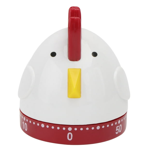 Temporizador mecánico para el hogar con forma de gallo de dibujos animados (1 unidad) - Recordatorio de tiempo para la cocina (Blanco)