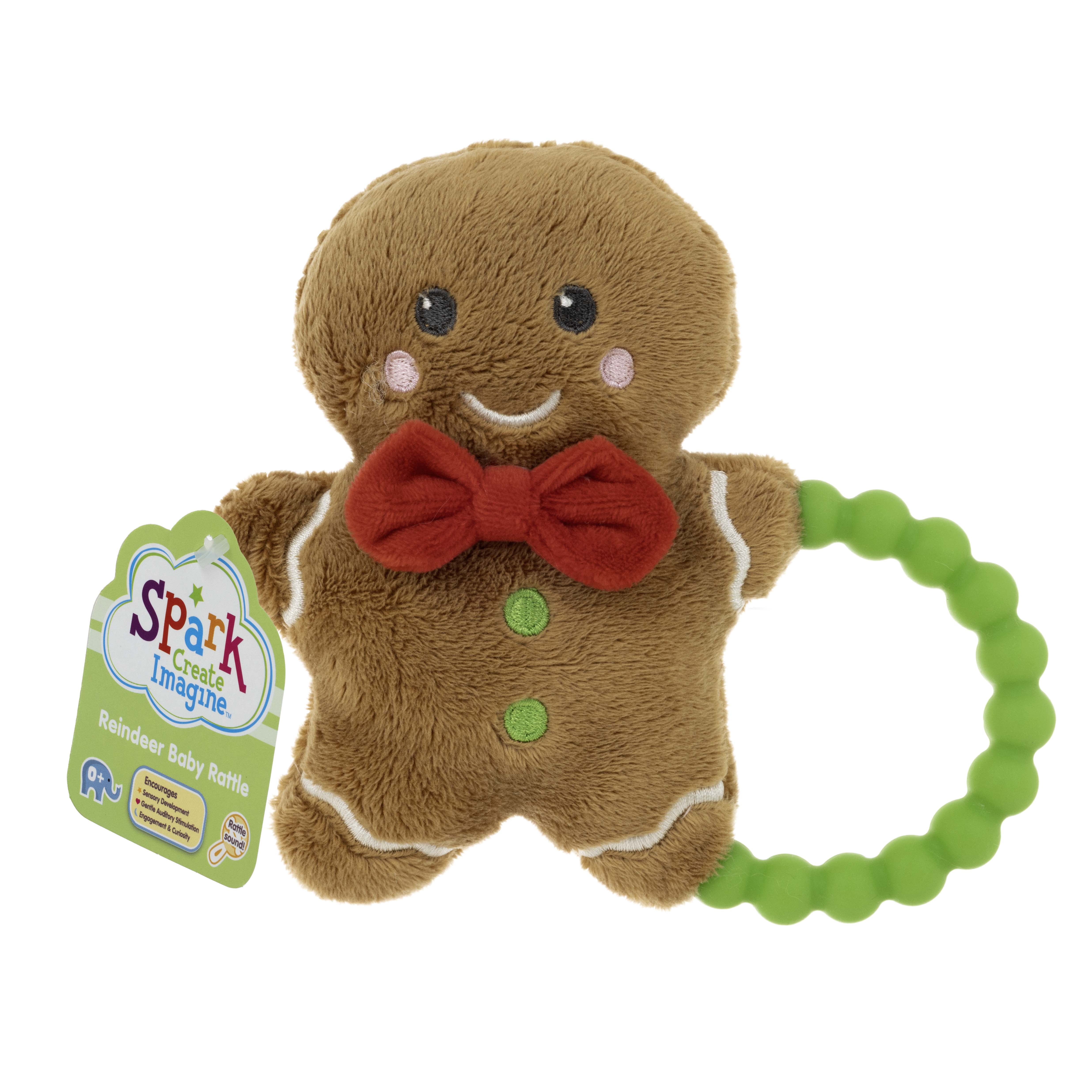 Spark.Create.Imagine. Brown Gingerbread Man Holiday Plush Rattle