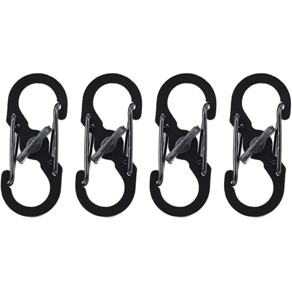 4 Pcs S Carabiner Clip, Small Carabiner Clips, Mini Stainless Steel Dual-Spring S-Shaped Keychain Hooks with Secure Lock, Multi-Purpose for Home, Outdoor Hiking, Camping, Fishing, Travel, Keys