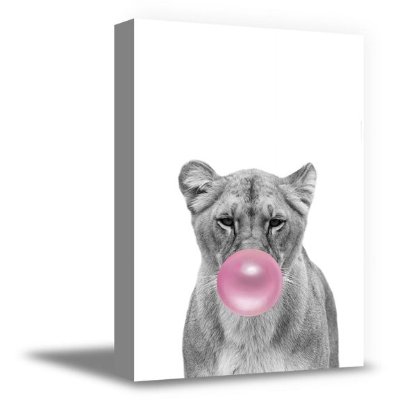 Awkward Styles Bubble Gum Home Decor Bubble Gum Art Lion with Pink Bubble Gum Digital Collage Art Wall for Kids Room Cute Birthday Gifts Bubble Gum Cute Poster Decor Animal Gifts Art Animal Poster