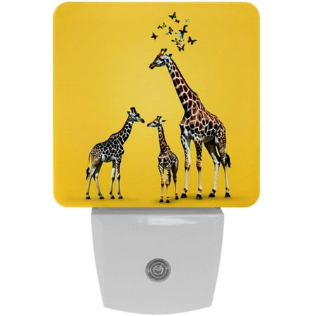 

Night Lights Plug Into Wall [2 Pack] Night Light for Kids LED Nightlight with Dusk to Dawn Sensor for Bathroom Decor Children Room Animal Giraffe Butterfly Cartoon