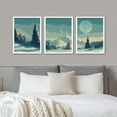 thumbnail image 3 of PixonSign Framed Canvas Print Wall Art Set - Teal Winter Snowy Pine Trees Art - Set of 3 Forest Landscape Nature Wilderness Wall Décor for Living Room, Bedroom - 11"x14" Panels White, 3 of 5