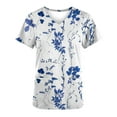 thumbnail image 4 of EGNMCR Sarraus pour Femmes Mode pour Femmes Col en V Imprimé de Feuilles de Plantes Manches Courtes Poche Combinaison Haut Cadeaux pour Femmes, 4 of 4