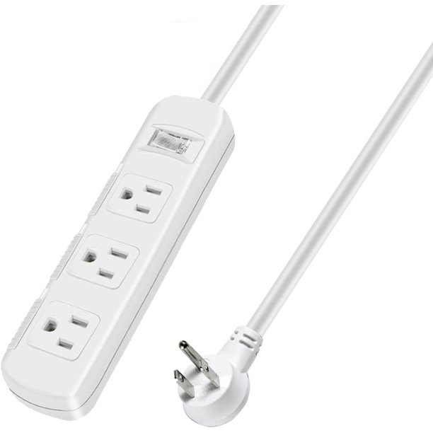 Flat Plug Power Strip, Surge Protector with 6 Ft Extension Cord, 3