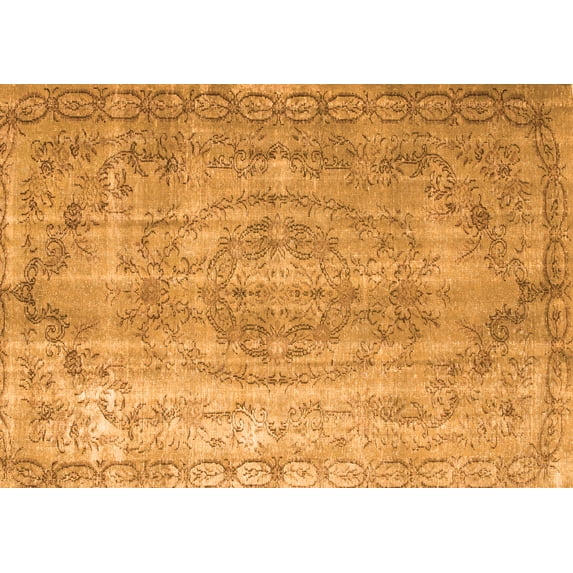 Ahgly Company Indoor Rectangle Abstract Orange Contemporary Area Rugs, 7' x 10'