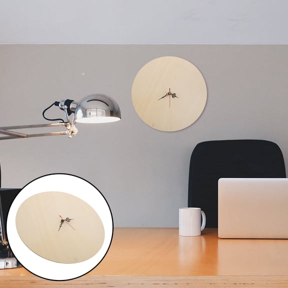 IMIKEYA Unfinished Round Wooden Clock Face Kit with Movement for Craft Projects