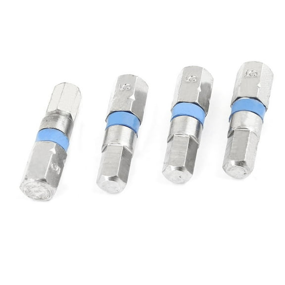 Unique Bargains Magnet 5mm H5 Hex Head Screwdriver Bit Silver Tone Blue 4 Pcs