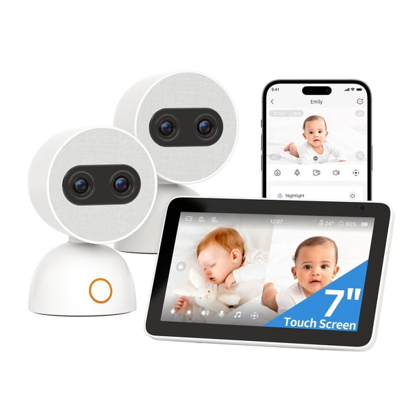 Monitor de vídeo para bebés Simsky con pantalla dividida, 2 cámaras de 4 MP