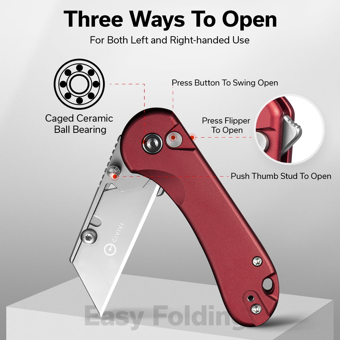 CIVIVI Folding Utility Knife Box Cutter, Elementum Utility Pocket Edc Knife with 3Pcs Extra Razor Blades C23039B-5
