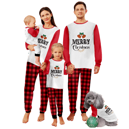 

Family Christmas Pajamas Sets Christmas Buffalo Plaid Stripe Print Baby-Kids-Adult-Pet Size 2-Piece Top and Pants Bodysuits Clothes Pajamas Set