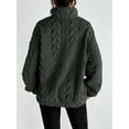 thumbnail image 5 of Winter Fleece Jacket for Women Zipper Stand Collar Casual Coats with Pockets Dark Gray M, 5 of 9
