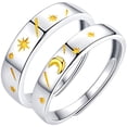 thumbnail image 3 of 2 anillos de promesa para pareja, anillos creativos de luna y estrella, anillos ajustables para los dedos., 3 of 4