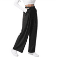 thumbnail image 3 of Women'S Wide Leg Suit Pants Loose Fit High Elastic Waisted Business Casual Long Trousers Pants Black XS, 3 of 7