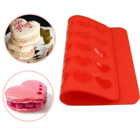 Heart Shaped Brownie - Meigar Silicone Heart Shaped Reusable Macaron Mat Pastry Sheet Muffin Tray Baking Mold