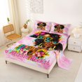 thumbnail image 2 of Castle Fairy Tie Dye Afro Girl Bed Sheets 4-Piece,Vibrant Tropical Flower Full Size Sheets,Pink Multicolor,1 Fitted Sheet, 1 Flat Sheet and 2 Pillowcases, 2 of 6