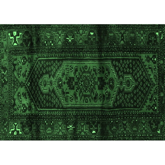 Ahgly Company Indoor Rectangle Persian Emerald Green Traditional Area Rugs, 5' x 8'