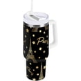 thumbnail image 2 of Eiffel Tower Tumbler Handle Lid and Straw Gold Glitter Stars Water Bottle Stainless Steel Coffee Travel Tumbler Mug Cup Gifts for Men Women 40oz, 2 of 6