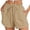 X-610Khaki, variant on YMNXA Women's Summer Shorts Elastic Waist Lace Up Solid Color Comfortable Breathable Sports Shorts With Pockets For Casual Daily Wear,Grey,L
