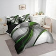 thumbnail image 3 of Feelyou Adult Modern Fashion Bedding Comforter Set 7-Piece, Green Abstract Geometric King Bedding Sets, Stripes Ombre Reversible Bed Sheets, Breathable Home Decor, 3 of 7
