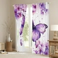 thumbnail image 3 of Manfei Kawaii Butterflies Black Out Curtains,Rustic Flower Curtains Pack of 2 (42x63 Each),White Purple Bedroom Curtains For Teens Girls,Uper Cozy Room Decor, 3 of 6