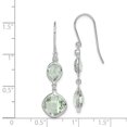 thumbnail image 2 of 925 Sterling Silver Diamond Green Quartz Earrings Drop Dangle, 2 of 6