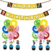 Super Mario Birthday Party Supplies Pack Includes Banner Cake Topper 24 Cupcake Toppers 21 Balloons for Super Mario party supplies