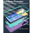 thumbnail image 4 of for Samsung Galaxy A15-5G Case, with Screen Protector, Port Protection, Full-Body Non-Slip Silicone Rubber Covered, 3-Layer Heavy Duty Drop-Proof Cover Phone Case, Mint/Purple, 4 of 14