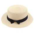 thumbnail image 1 of Women‘s Summer Solid Straw Beach Hat Sun Visor Hat Black, 1 of 2