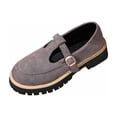thumbnail image 3 of Women's T-Strap Platform Loafers, Trendy Suede Slip On Shoes with Adjustable Buckle, Comfortable Lug Sole Low Heel Pumps, Plus Size Available for Wide Feet, Fashionable Casual Dress Shoes, 3 of 10
