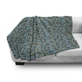 thumbnail image 3 of Leaves Soft Flannel Fleece Blanket, Foliage Pattern with Retro Inspirations Plant Silhouettes Design Spring Theme, Cozy Plush for Indoor and Outdoor Use, 50" x 70", Taupe Blue Green, by Ambesonne, 3 of 6