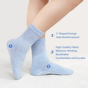 AMITOFO Womens Non-Slip Grip Socks,Non Slip Socks with Rubber Gripper Bottom,Ideal for Yoga, Pilates,Hospital Use,5-Pair Gripper socks,Size 9-11