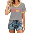 thumbnail image 2 of Women's Football Graphic T-Shirt, Women's Fashion V-Neck Short Sleeve T-Shirt with Letter Print for Casual Wear for Soccer Tournament 2026 Gray Size: 2XL, 2 of 5