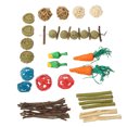 thumbnail image 3 of 20 piezas juguetes para masticar hámster, esponja de troncos, bola de ratán, pastel de hierba, rama de manzana, juego de juguetes para masticar conejo de bambú dulce, 3 of 5