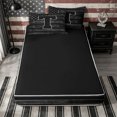 thumbnail image 4 of Meiyoeat Vintage American Flag Letter T Zipper Twin Comforter Sets with Fitted Sheet and 2 Pillowcases for Men Kids, Bold Initial Zipper Bedding Set, Black Gray White,4-Piece,Black Reversible, 4 of 6
