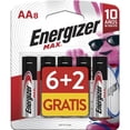 thumbnail image 1 of Pilas Energizer Max AA 5 Piezas más 3 gratis, 1 of 3