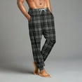 thumbnail image 4 of Cyglowse Men's Cute Pajamas Pants Plaid Printed Pants Drawstring Elastic Waist Pant Cuffed Home Sleep With Pockets Dark Gray M, 4 of 7