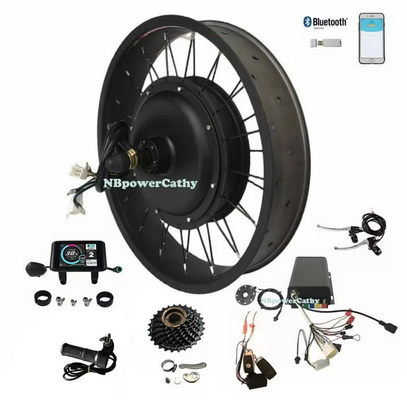 170mm Dropout 20*4.0inch 100mm Width Wheelrim 5000W Rear Hub Motor Fatbike Ebike E Bike Conversion Kit with 100A Sabvoton Controller and UKC1 Display