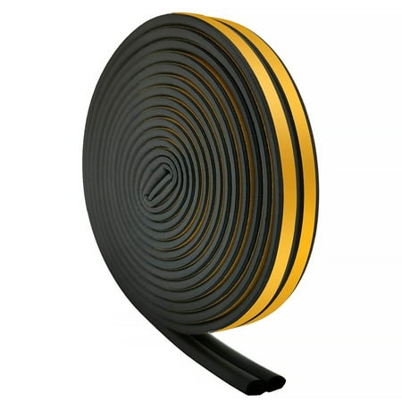 

Peryerana Window Seal Strip Self Adhesive Door Draft Stopper 10m Sound-proof D Shape Sealing Tape Roll Black