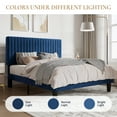 thumbnail image 6 of SHA CERLIN Blue Queen Size Upholstered Platform Bed Frame with Adjustable Channel Velvet Headboard, 6 of 9
