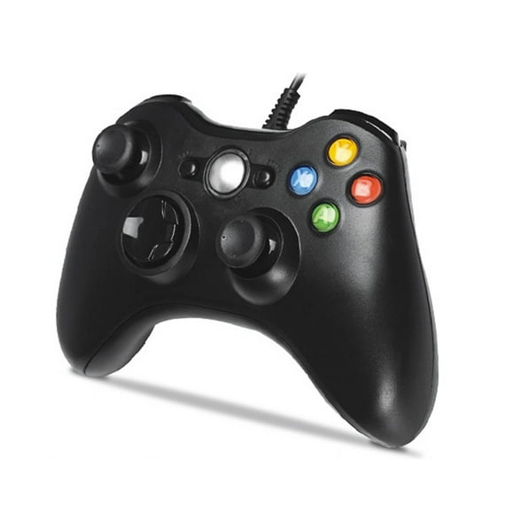 Mando con cable para Xbox 360, mando universal con vibración y joystick para juegos con cable para Android y PC, color negro