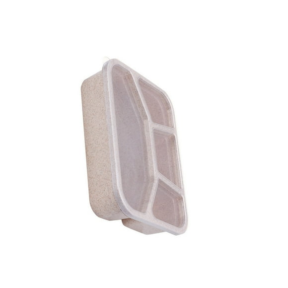 Injueey Fiambrera de 4 rejillas, contenedor de alimentos Rectangular multicolor de una sola capa, caja de almacenamiento de plástico para Mostrada Beige