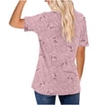 thumbnail image 5 of Dreluolixuan Womens Summer Shirts Casual Short Sleeve Tees V Neck Blouses Love Heart Print Tops Button up Pullover Casual Summer Vacation 2024 Fashion Trendy Clothing Pink S, 5 of 8