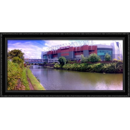 Manchester United Old Trafford 40x20 Large Black Ornate Wood Framed Canvas Art