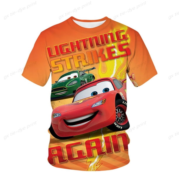 Disney Baby Boy dibujos animados 3D impresión Pixar Cars Lightning McQueen niños camisetas de manga corta chica Top Tee ropa chico disfraz 160 heqiyong CONDUJO