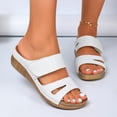 thumbnail image 5 of Dakaela Womens Wedge Sandals Leather Comfortable Dressy Slip on Slides Ladies Orthopedic Open Toe Casual Platform Walking Shoes with Arch Support Size 6-10 White, 5 of 8