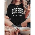 thumbnail image 1 of Camiseta Básica para Mujer Verano TranspirableWomen's T-shirt, 'COFFEE Letters' Print, Retro Minimalist Fashion, Round Neck, Casual And Comfortable, Sporty Short-sleeved T-shirtFather's Day, Mother', 1 of 6