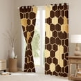 thumbnail image 3 of Homewish Fashion Abstract Black Out Curtains for Teen, Modern Honeycomb Curtains Pack of 2 (42x63 Each), Brown Gold Checkered Bedroom Curtains, Window Curtains Home Decor, 3 of 5