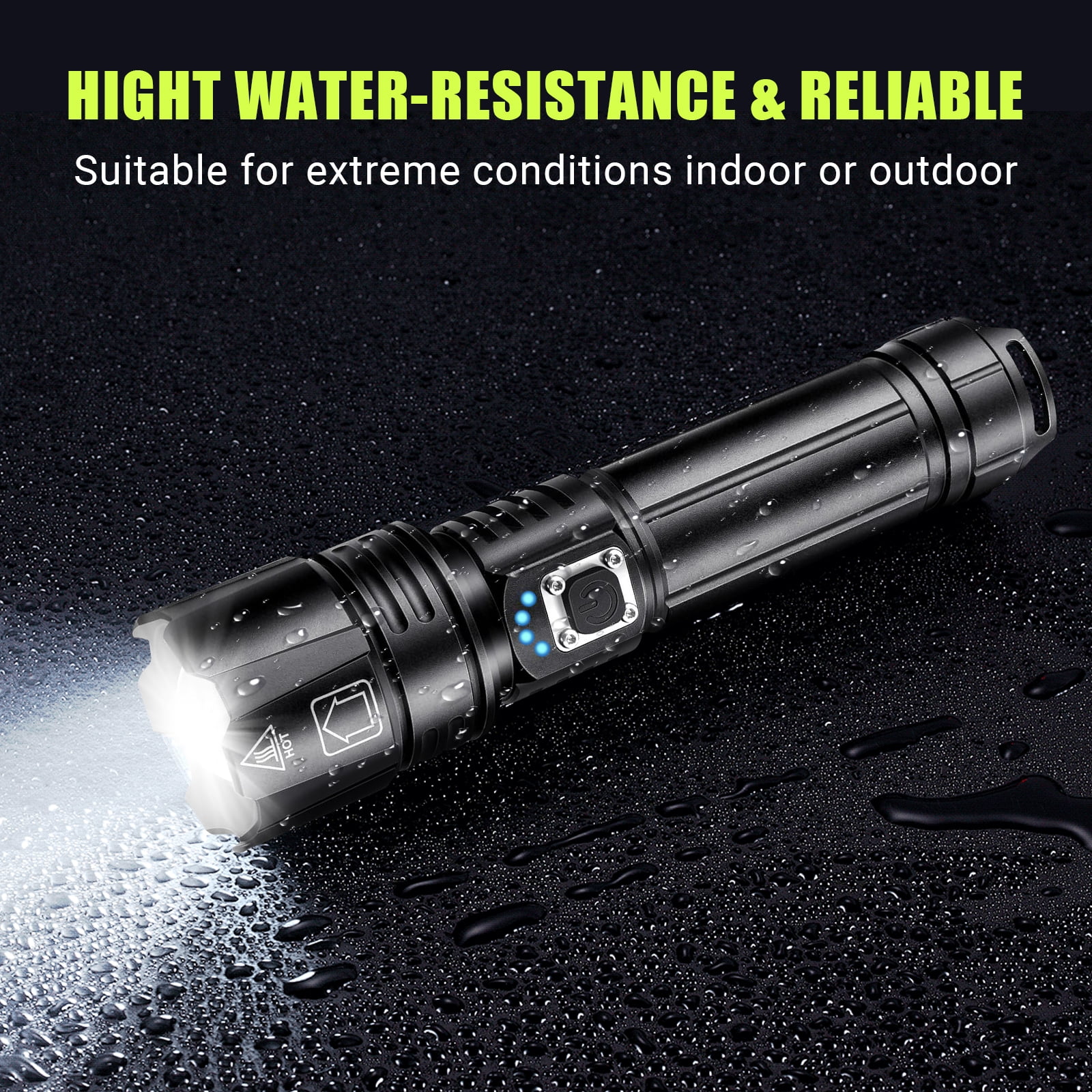 AMBLER LED Flashlight, High Powered 10000 Lumens 5 Modes Zoomable Waterproof Rechargeable Flash Lights for Emergency Outdoor Indoor